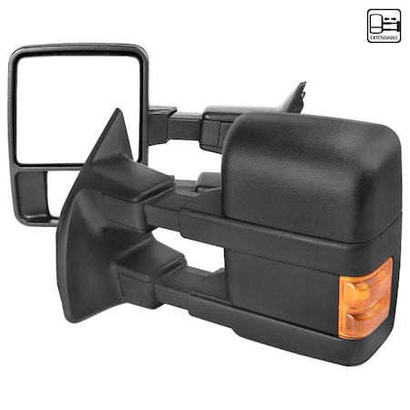 Spec-D Tuning 03-15 Ford F250 Super Duty Towing Mirrors Black- Amber Signal Manual RMX-F25003G2-M-FS